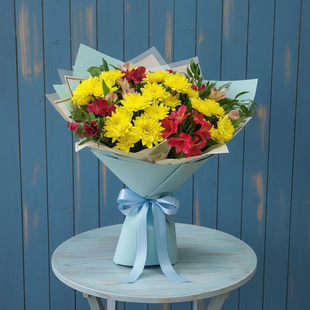 Букет цветов из: Альстромерии и Хризантемы в Маджалисе