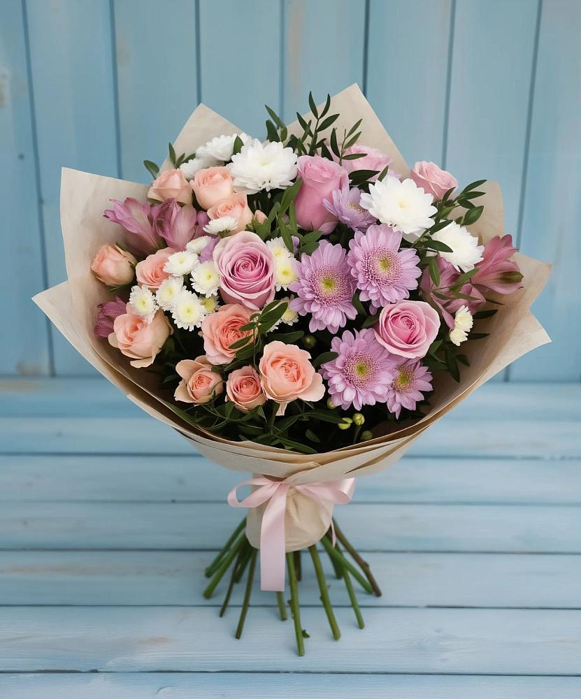 Букет цветов из: Хризантемы, Розы и Альстромерии в Маджалисе