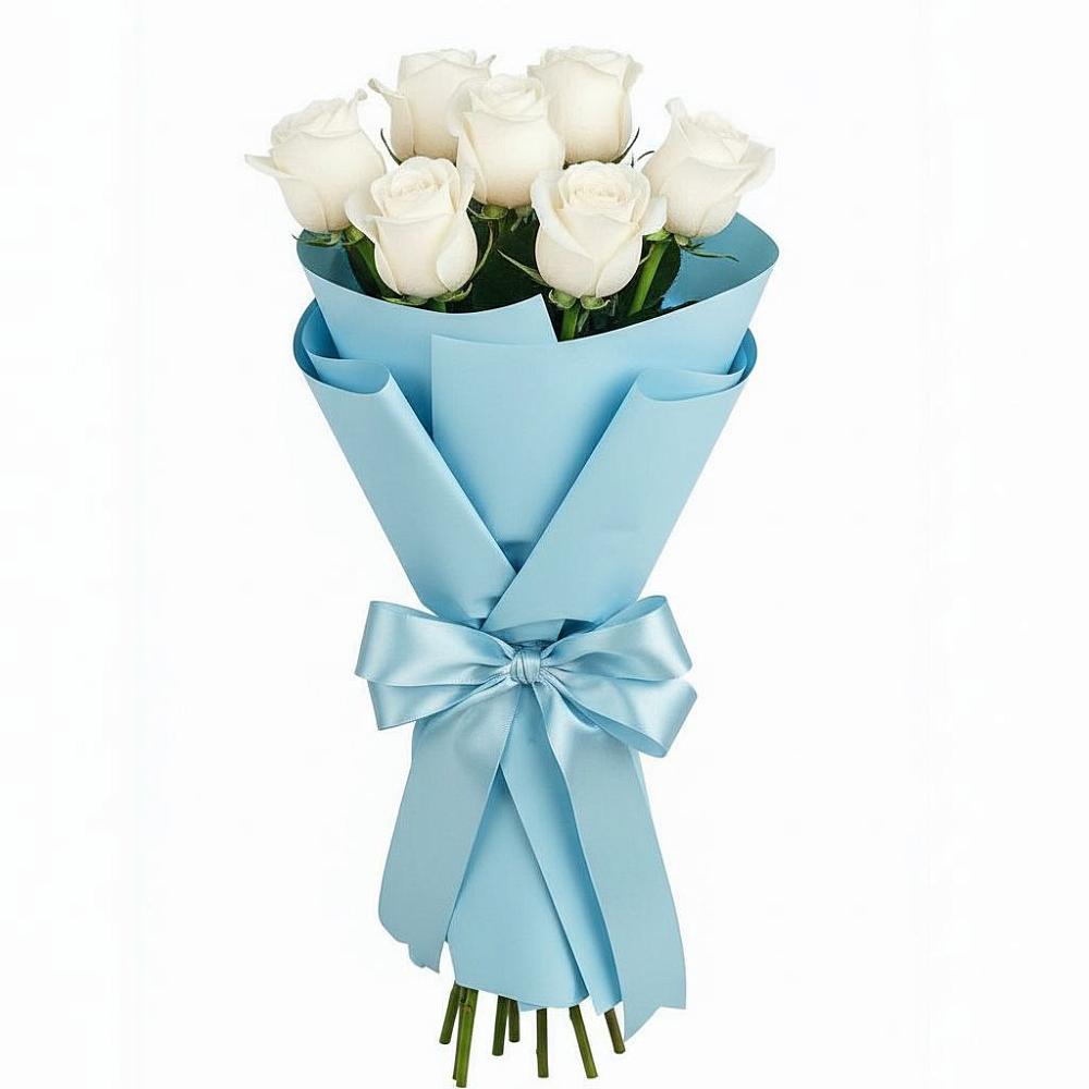 Букет 7 белых роз Проуд в Маджалисе