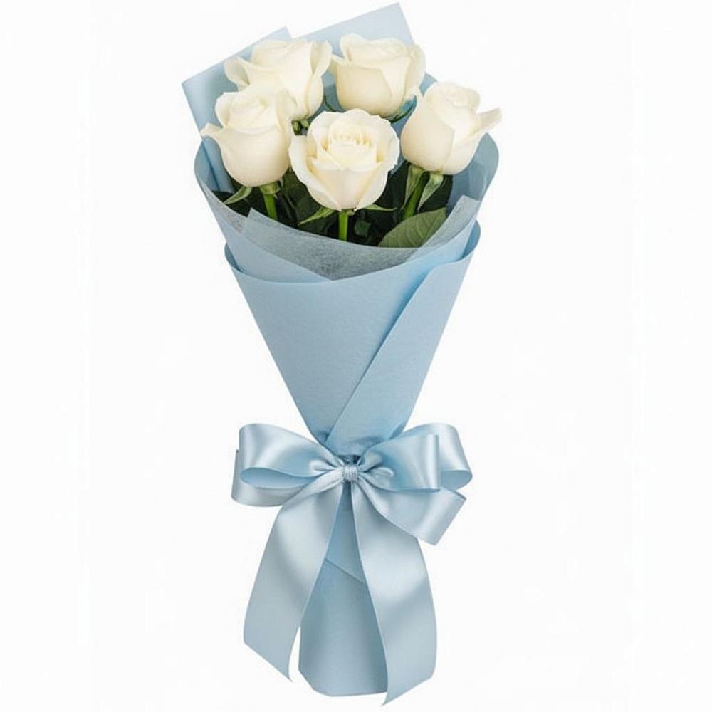 Букет 5 Белых роз Проуд в Маджалисе