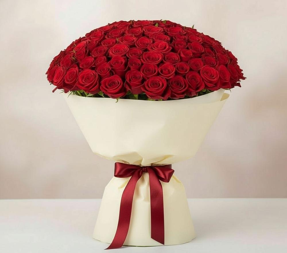 Букет 101 Красная роза Милано в Маджалисе