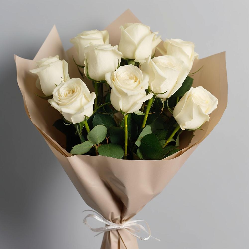 Букет 9 Белых роз Эдлесс Лав в Маджалисе