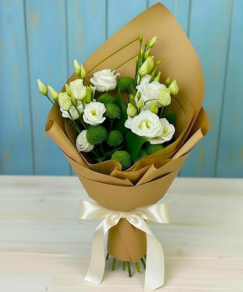 Букет цветов из: Хризантемы и Лизиантусы в Маджалисе