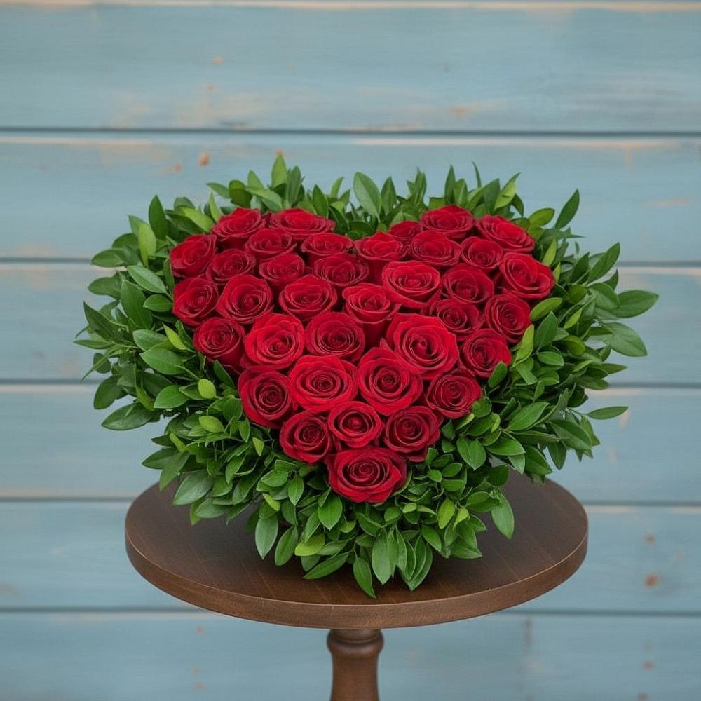 Цветочная композиция из Розы в виде сердца в Маджалисе