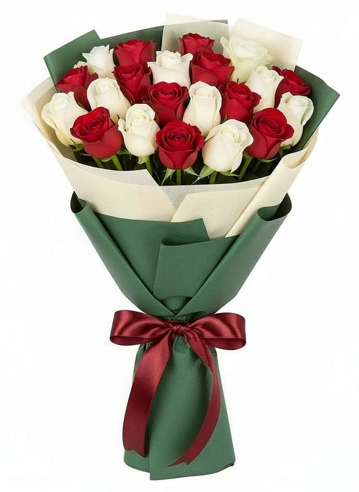 Букет Микс из красных и белых роз в Маджалисе