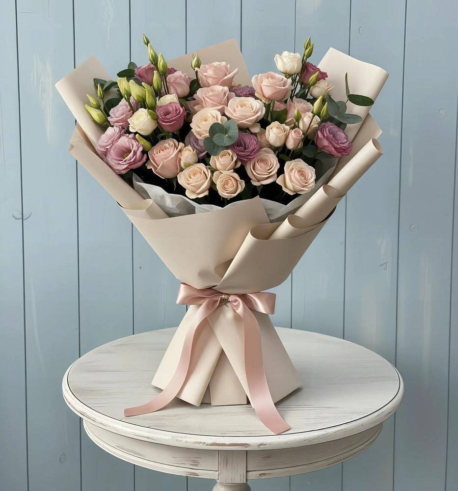 Букет цветов из: Розы и Лизиантусы в Маджалисе