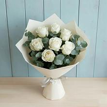 Букет Белые розы в Эвкалипте в Маджалисе