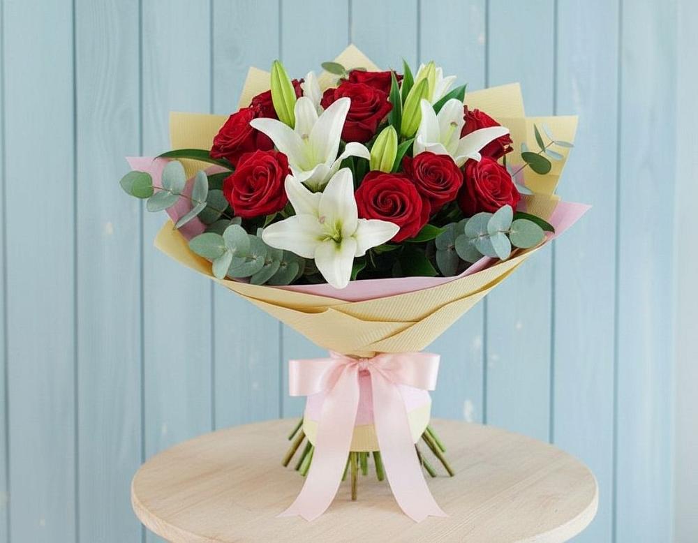 Букет цветов из: Лилии и Розы в Маджалисе